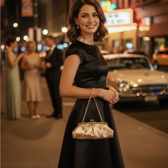 Handbags - 1960’s Vintage Gold Evening Kiss Lock Bag